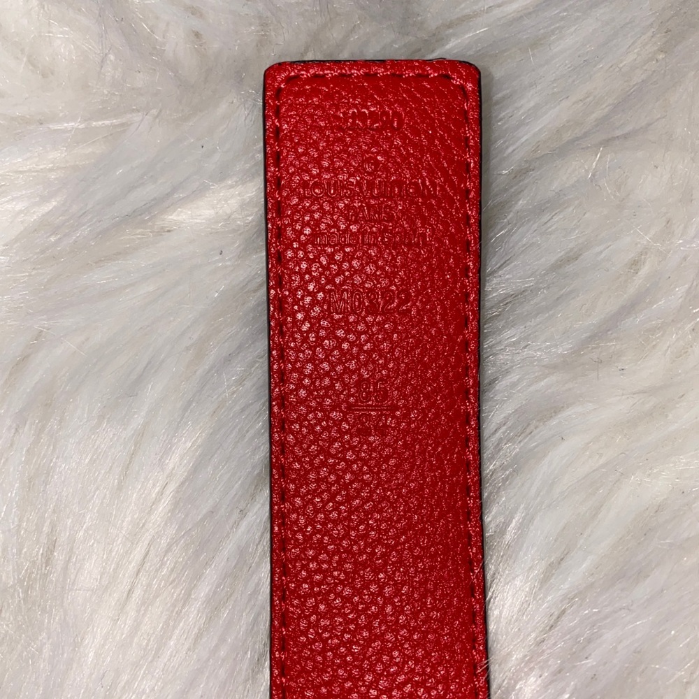 Louis Vuitton Monogram Belt with Red Interior and Gold Buckle - Picture 2 of 4